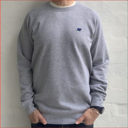 S&H13. Grey Sweatshirt. Midnight Navy Detail. Limited Edition.