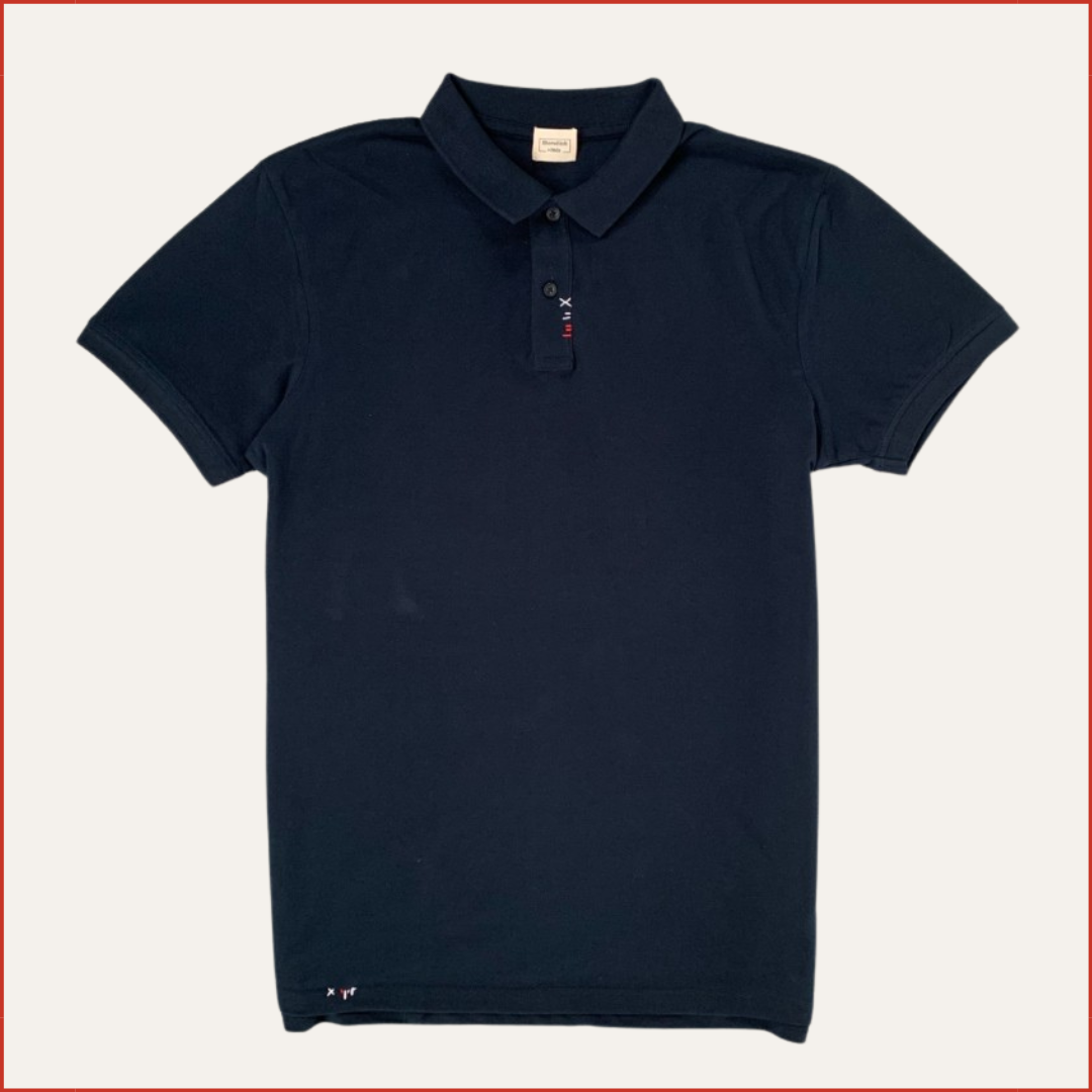 S&H | 007. Cotton Navy Polo with Contrast Hand Stitching.
