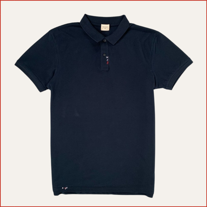 S&H | 007. Cotton Navy Polo with Contrast Hand Stitching.