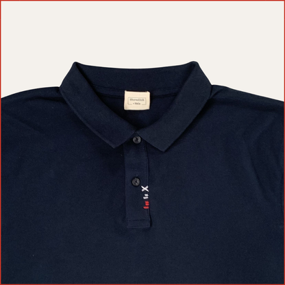 S&H | 007. Cotton Navy Polo with Contrast Hand Stitching.