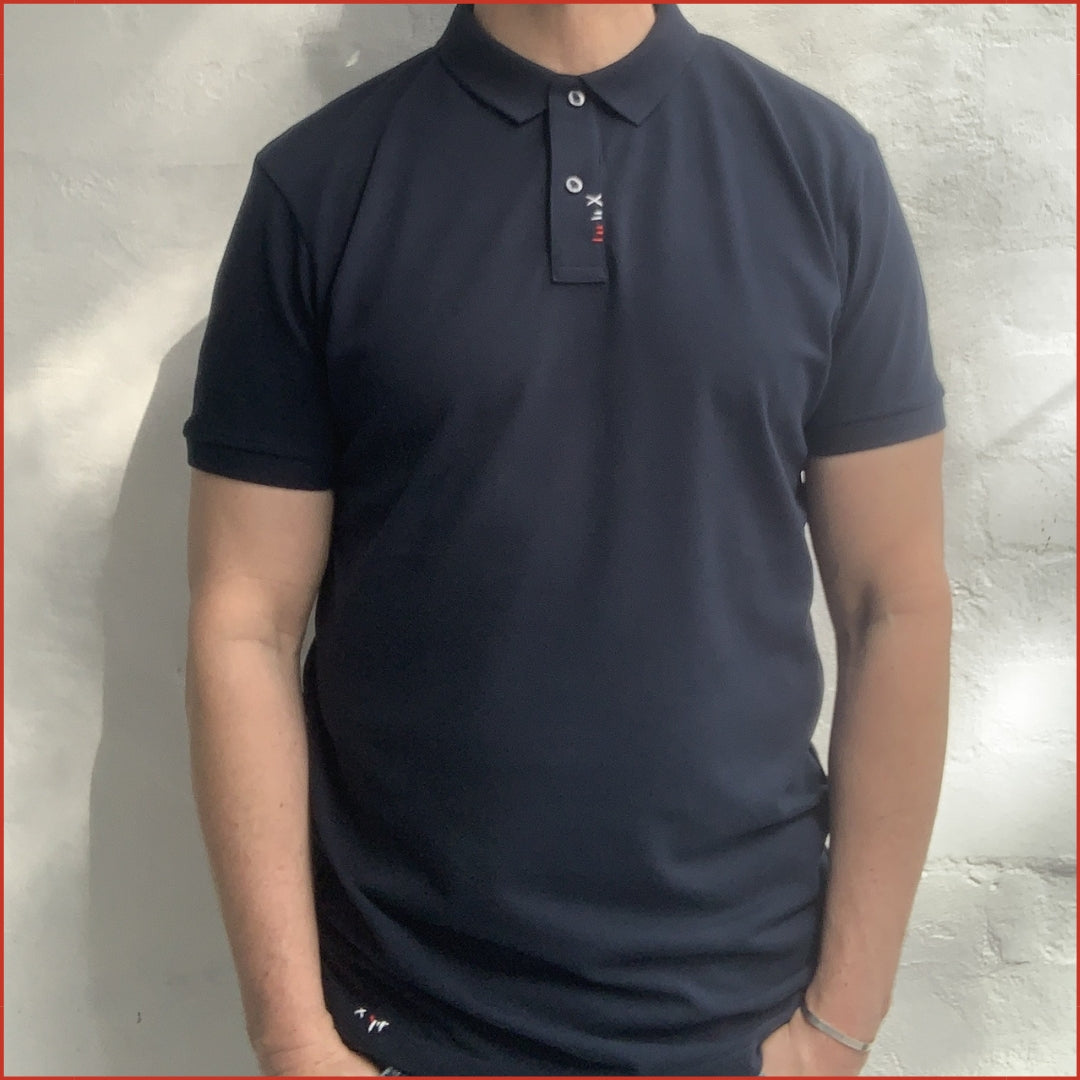 S&H | 007. Cotton Navy Polo with Contrast Hand Stitching.