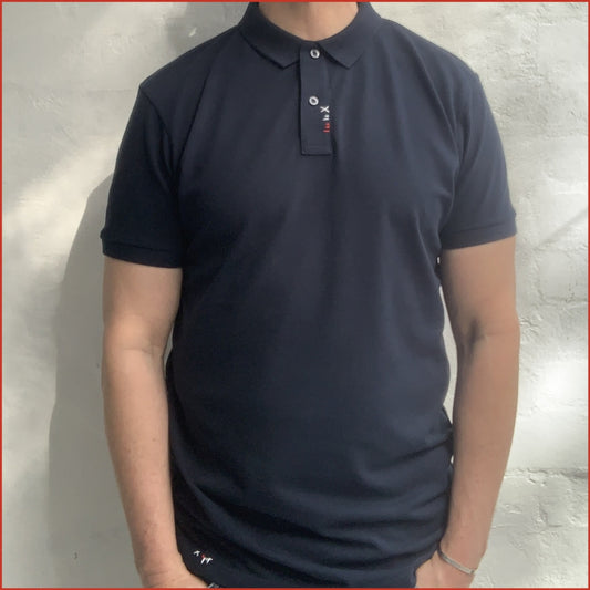 S&H | 007. Cotton Navy Polo with Contrast Hand Stitching.