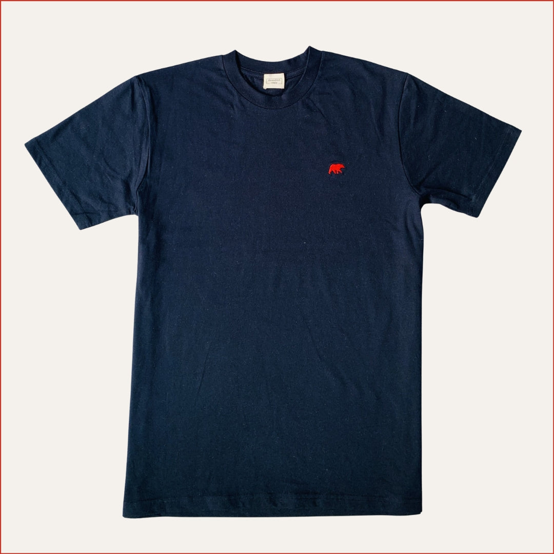 S&H7. Classic Cut Navy T-Shirt. Russian Red Detail. Limited Edition.