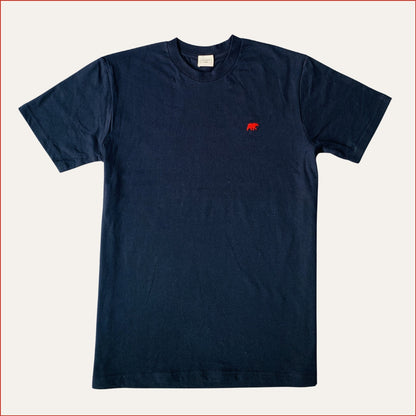 S&H7. Classic Cut Navy T-Shirt. Russian Red Detail. Limited Edition.