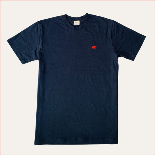 S&H7. Classic Cut Navy T-Shirt. Russian Red Detail. Limited Edition.